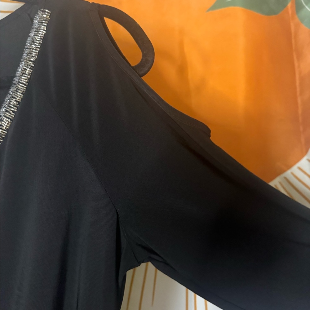 PerSeption Concept Black Cold Shoulder Blouse - image 3